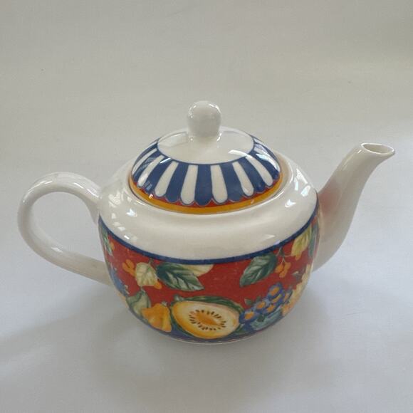 Vintage Vista Alegre Portugal Fruit Porcelain Teapot Fall Harvest Pumpkins - Picture 3 of 12